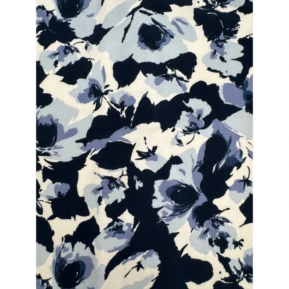 Amanda + Chelsea Womens Blue Floral Pencil Skirt Sz 10 Stretch Knee Length